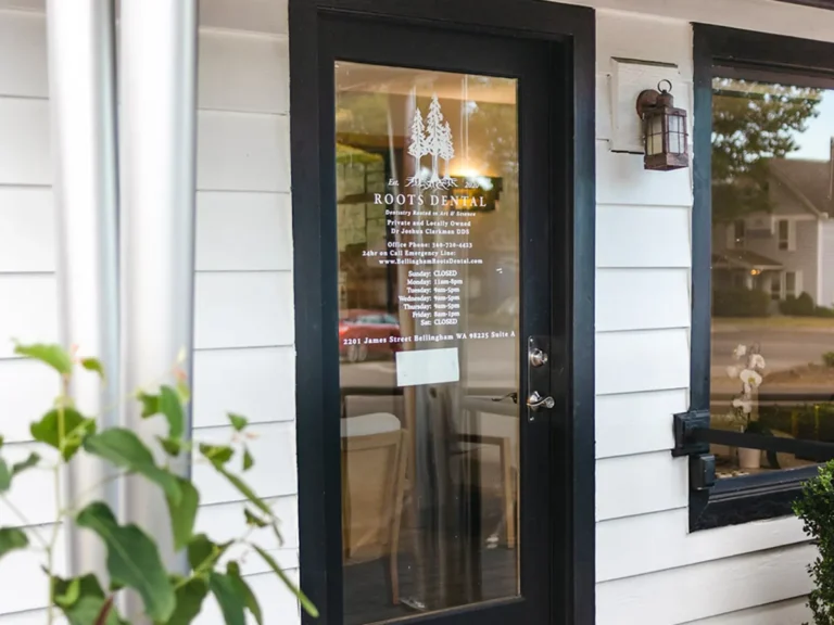 Request an Appointment 1 Contact Roots Dental | Dentist in Bellingham, WA - Exterior entrance of Roots Dental, trusted local dentist in Bellingham, WA.